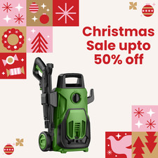 Green 1600W Pressure Washer – 120 Bar Max, 7L/min, Car Brush & Detergent Bottle