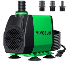 800GPH Submersible Pump, Ultra Quiet Fountain Pump with 3 Nozzles