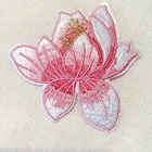 PINK LOTUS LILY FLOWER PATCH, 8 x 8 cm, embroidered sconce C142
