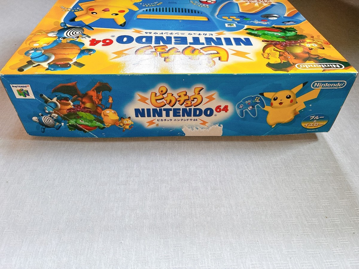 Nintendo 64 Console Pikachu Blue Yellow box Set Japan Tested