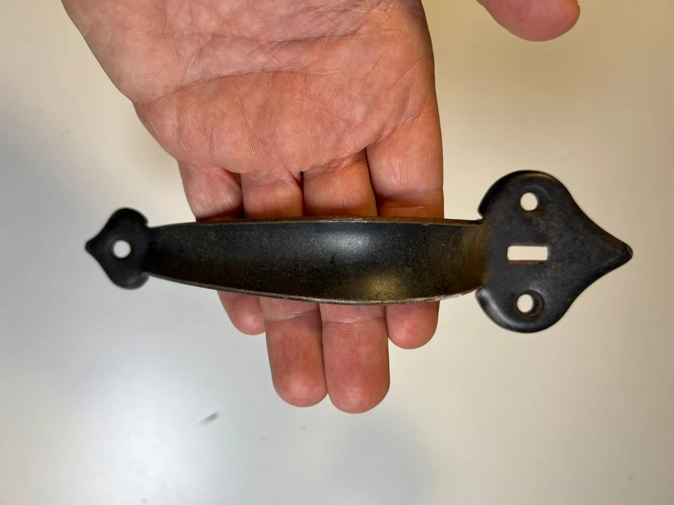 古董钢丝网门拉泪滴末端旧拇指闩锁槽手柄拉手 — 第 2/4 张图片