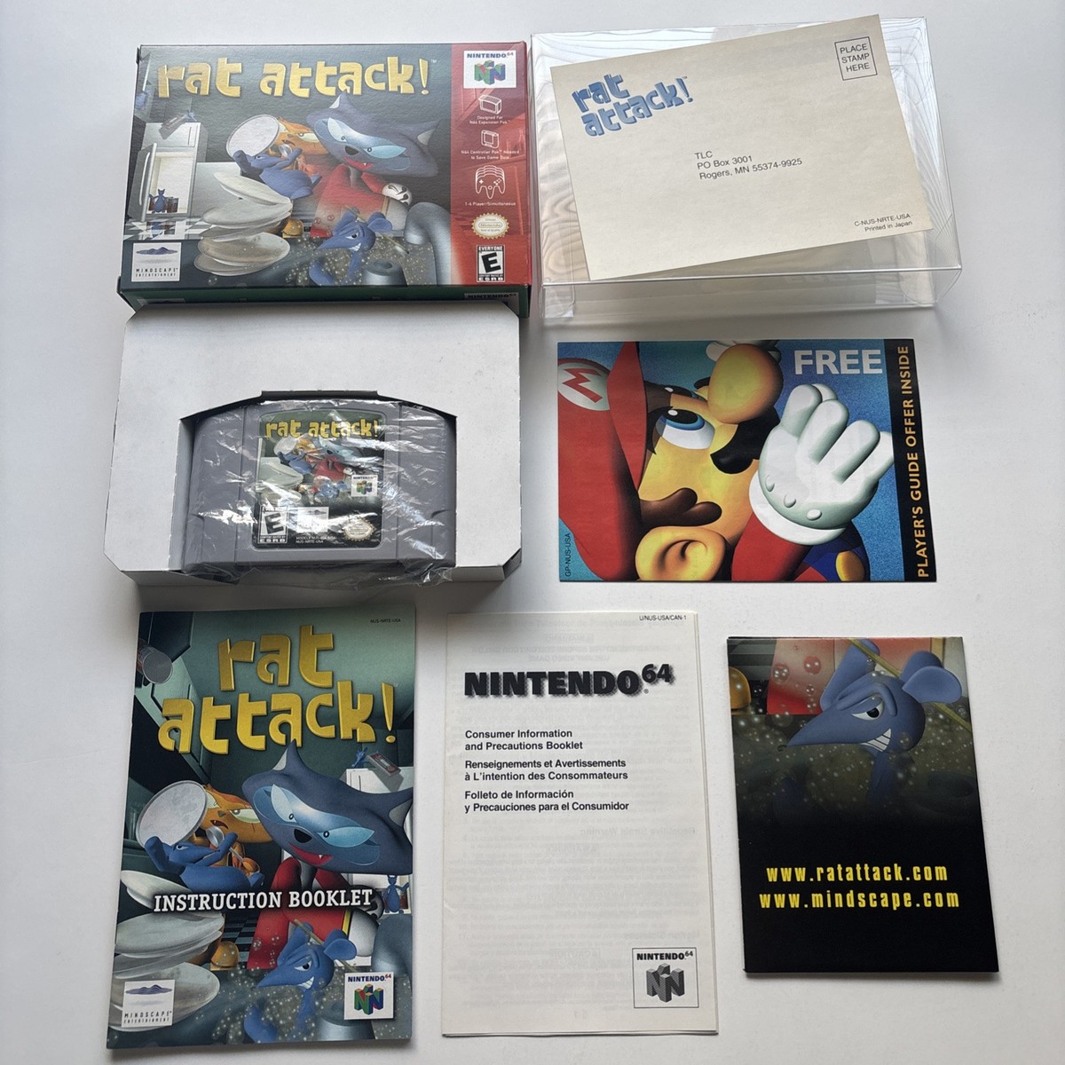Mint Rat Attack Nintendo 64 N64 Complete In Box CIB Poster Reg