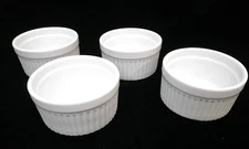Set of 4 HIC Harold Import Co. Porcelain Souffle Ribbed 6oz Oven-to-Table White