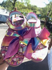 JoJo Siwa Girls Pink Rainbow Unicorn Bow Strappy Sandals Size 6