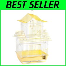 Peak Styled Parakeet Cage, Yellow/White