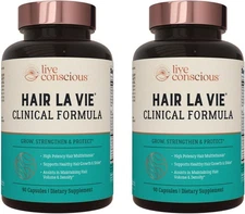 Hair La Vie Live Conscious Clinical Formula 90 Count (Pack of 2) 