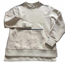 Puma Mens L Cream Pullover Sweatshirt Zip Pocket Athleisure Track Crewneck