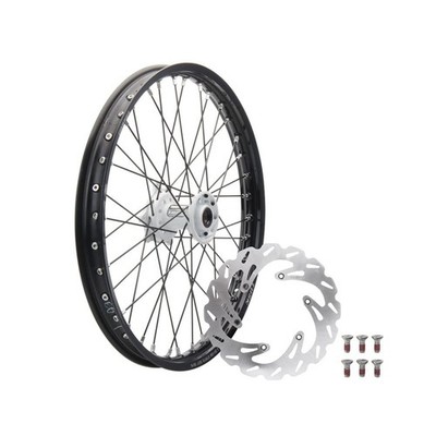 Tusk Impact Complete Front Wheel Package 21 x 1.60 Black Rim/Black Spoke/White