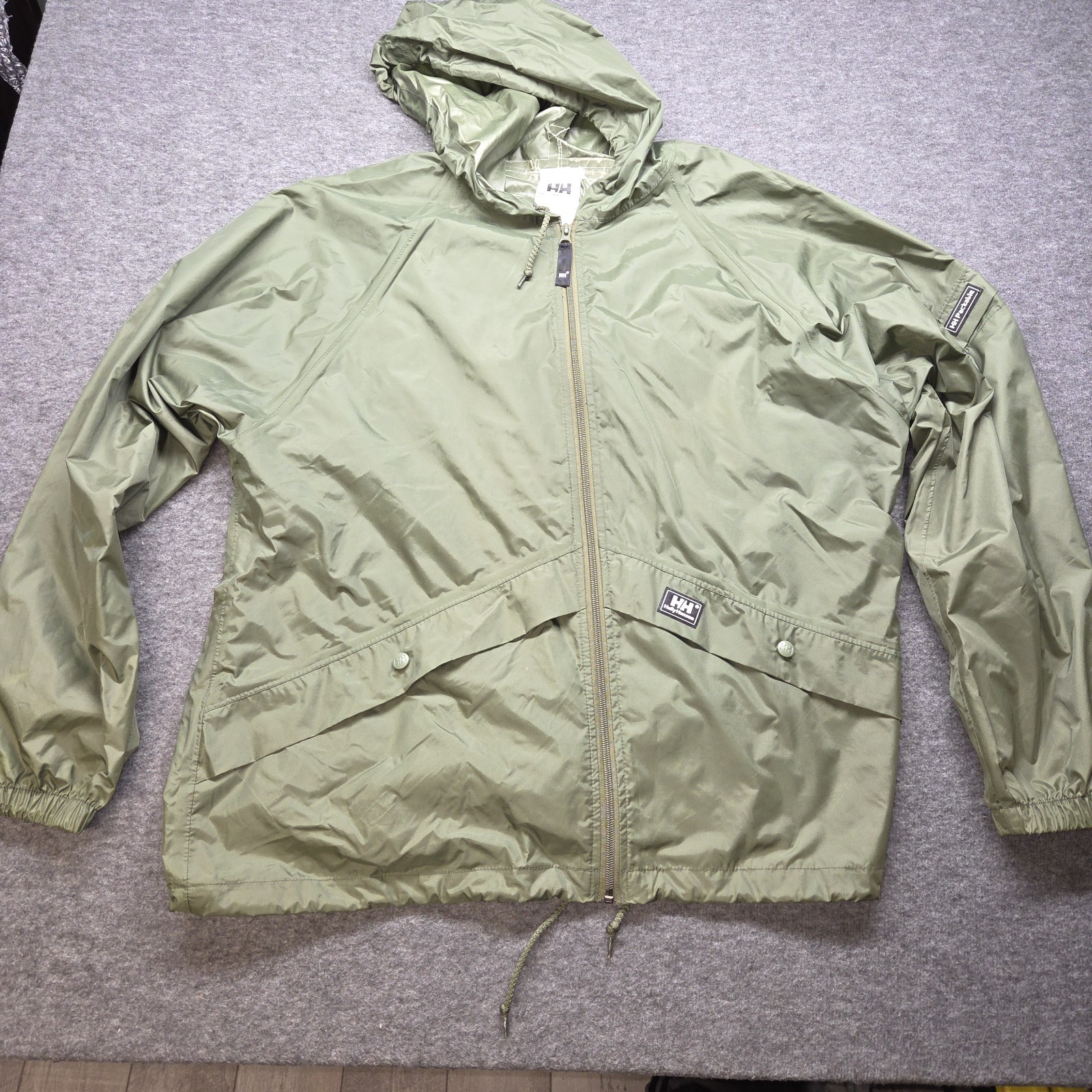 Helly Hansen Packable Raincoat Windbreaker Green … - image 1