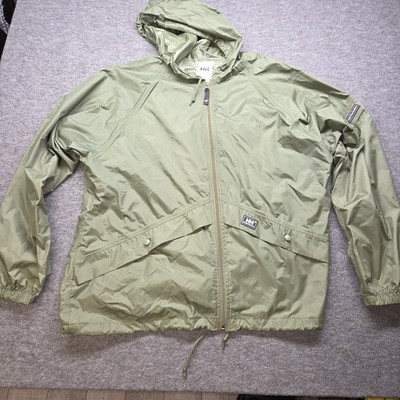 Helly Hansen Packable Raincoat Windbreaker Green Hood Hoodie Large Breathable