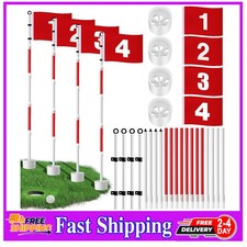 4 Pack 6ft Golf Flag Stick Set Putting Green Hole Cup Pole Pin Numbered Flags