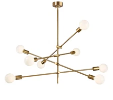 Sloan 8-Light Sputnik Chandelier – Brass Finish – Adjustable Arms – Midcentury