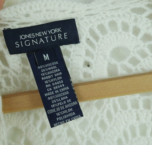 Crochet Medium Cardigan Sweater Angora Blend Cottagecore Coquette Feminine Cream - Picture 2 of 12