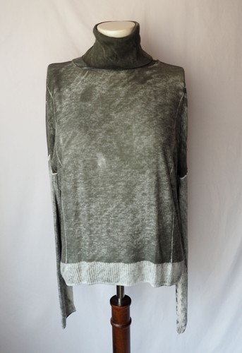Kokun Bamboo Cashmere Soft Knit Turtleneck Sweater Relaxed Mineral Wash Green S
