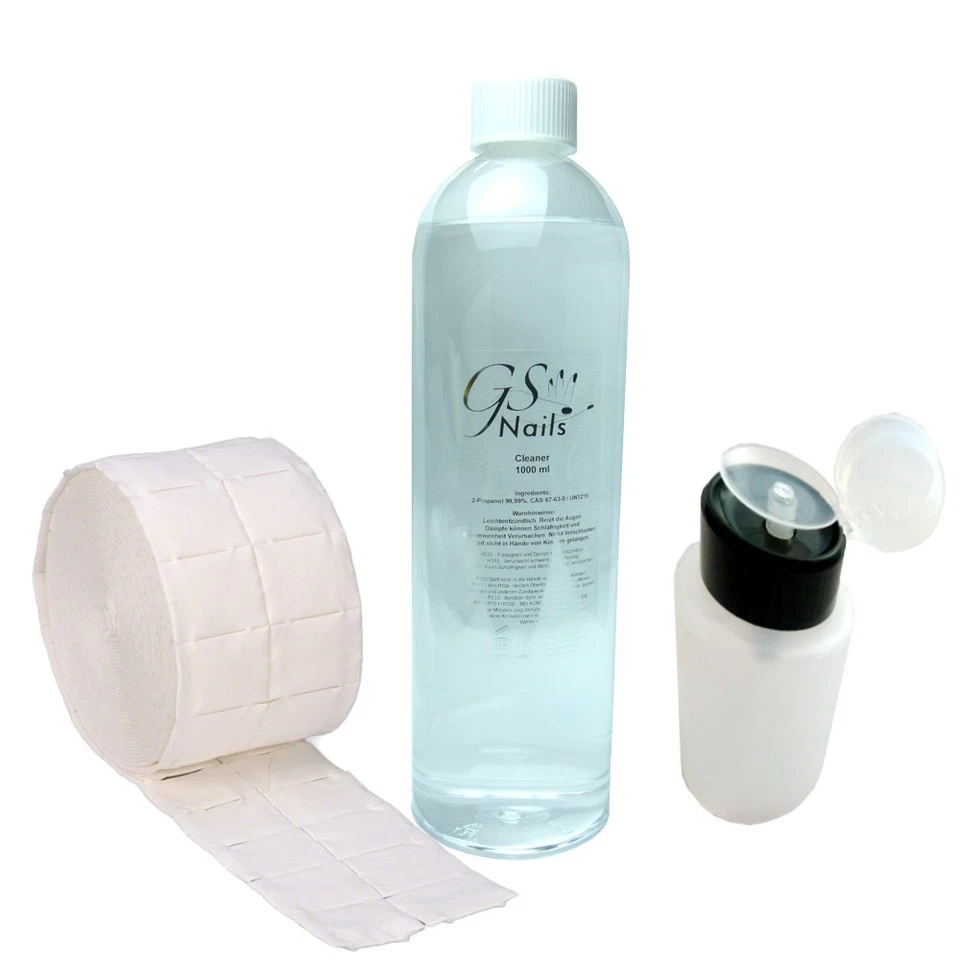 1 L GS-Nails Cleaner + 500 Zelletten + Dispenser