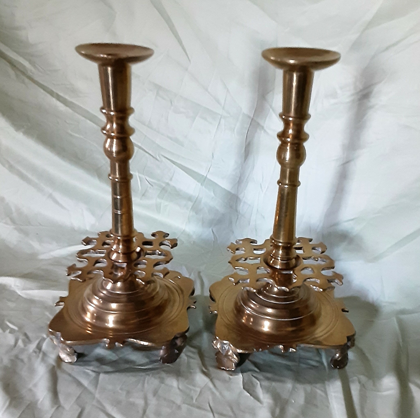 Pair Antique Russian Brass Candlesticks 17th Century Rare! eBay