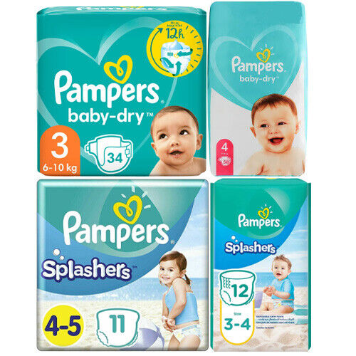 Pampers Baby Dry Nappies & Swim Nappies Choose Size & Pack - Picture 1 of 25