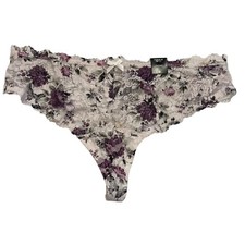 NWT TORRID Thong Pantie Sz 0X-1X-3X-4X White Purple Floral Lace