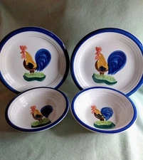 Alco Industries Rooster #06221  2-Dinner Plates & 2-Bowls Stoneware or Separate