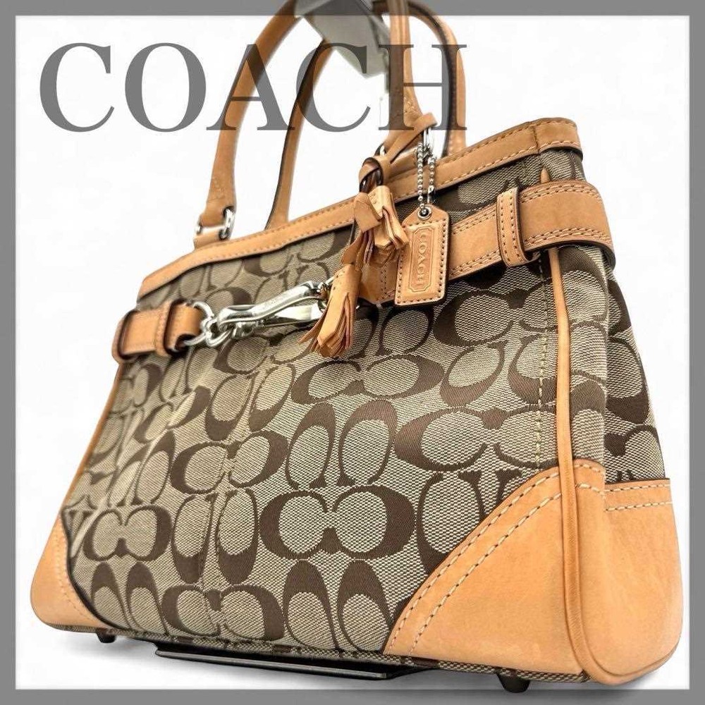COACH Tote Bag Signature Leather Casual Formal Women's Used From Japan