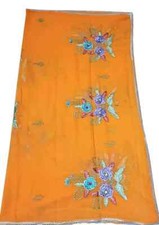 Heavy Orange Vintage Dupatta Georgette Embroidered Long Stole Wrap scarf Hijab