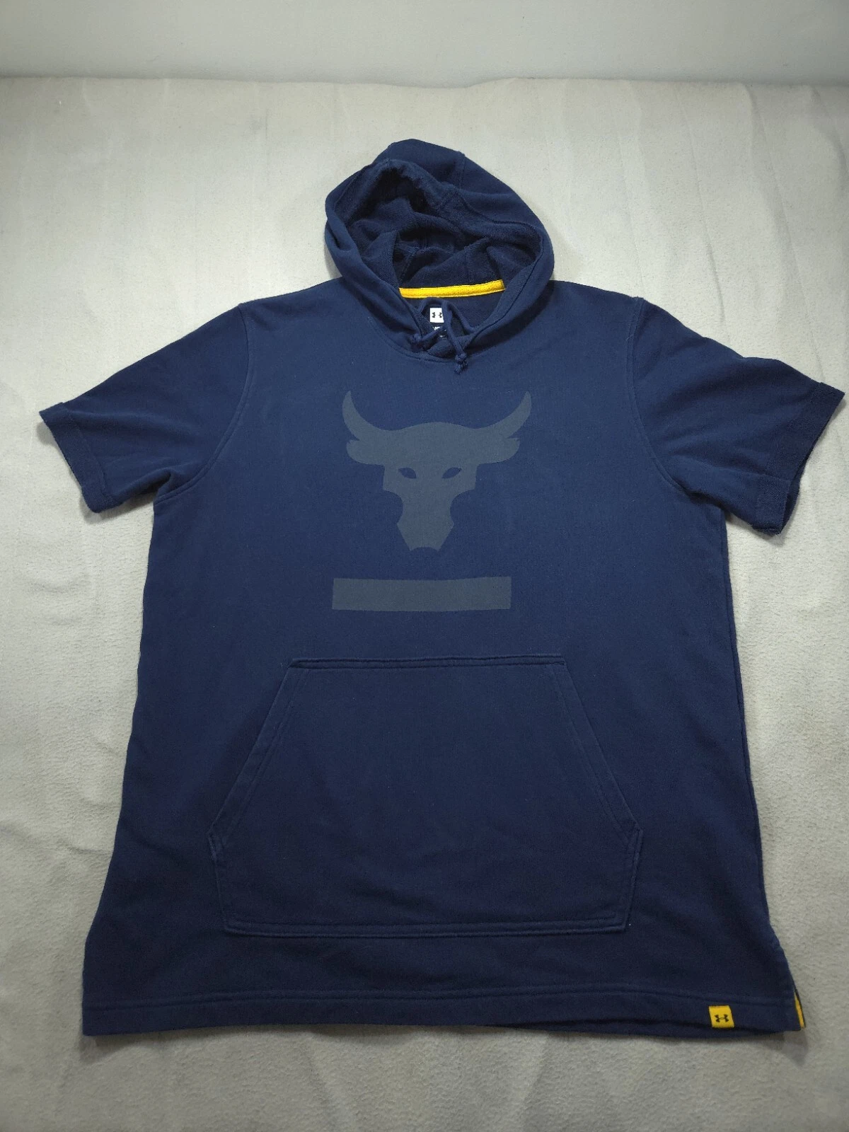 Under Armour Hoodie Mens Large Blue Project Rock Pullover Gym Workout Bull