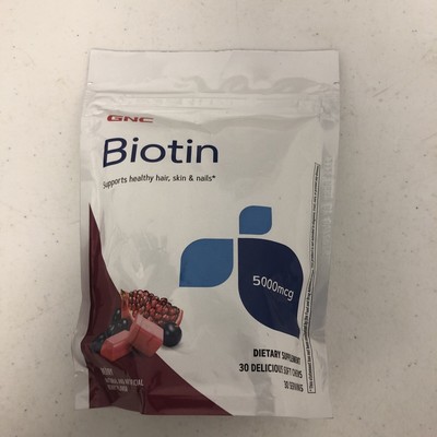 GNC Biotin Healthy Hair Skin Nails 5000mg 30 Berry Soft Chews BB 05/24