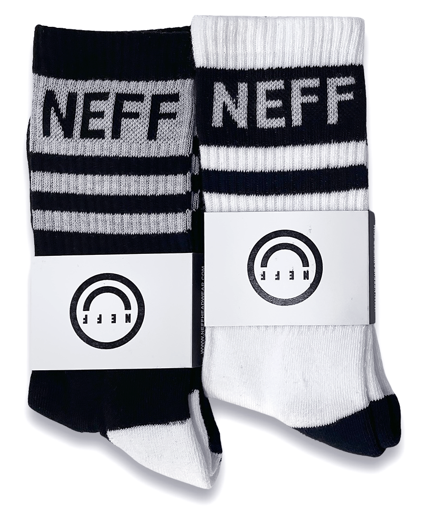 Neff Crew Socks - NWT Mens - Black / White 2-Pack (Size 6.5-12) - #44339-A9-image