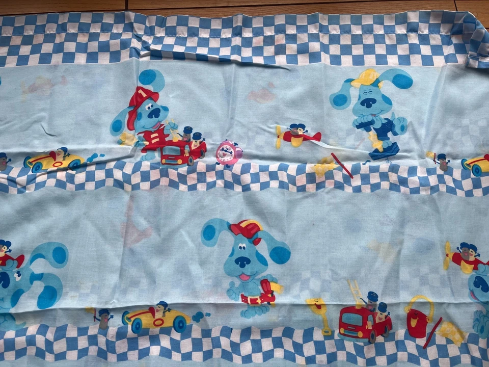 Sábana plana vintage Blues Clues tamaño doble EXCELENTE estado coches de bomberos Foto 3 de 4