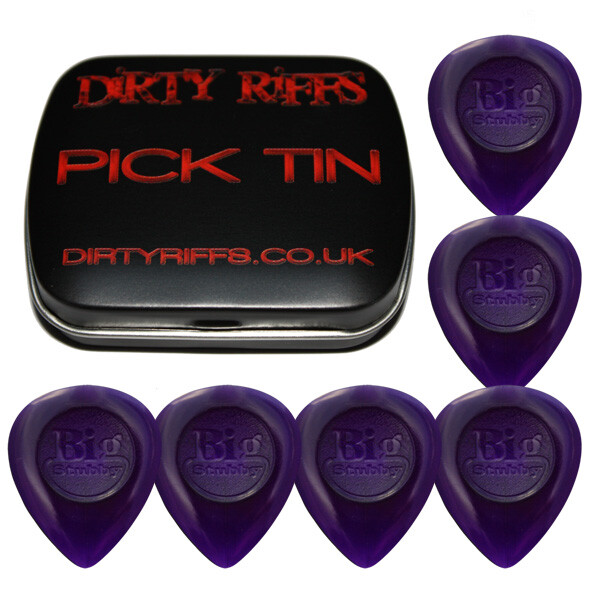 6 x Dunlop Big Stubby Guitar Picks / Plectrums - 3.00mm Purple In A Pick Tin