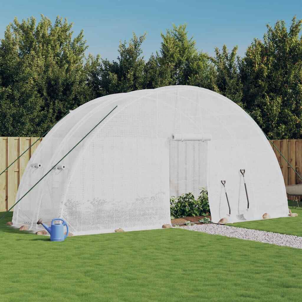 vidaXL Greenhouse with Steel Frame White 12 m虏 6x2x2.85 m