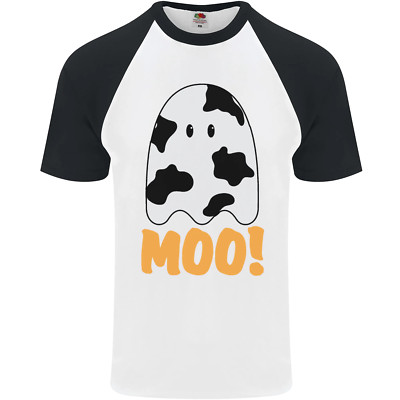 Moo lustiges Kuh Geist Halloween gruselig Herren S/S Baseball T-Shirt