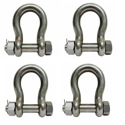 4Pc Mil-Spec Stainless Steel Drop Forged 3/4'' Bolt Pin Anchor Shackle 6000Lb WLL