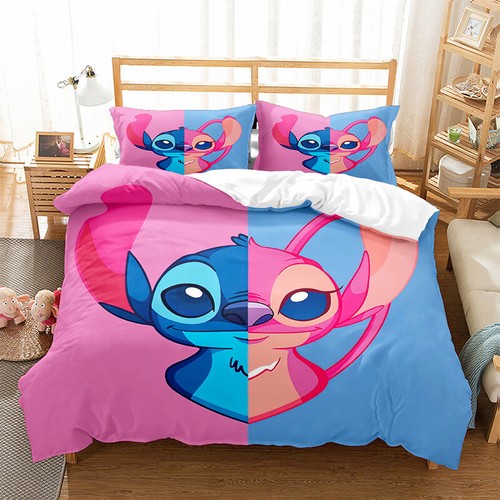 Lilo & Stitch Kinderbettwäsche – 2-teilig, Wendbar, 140x200 Cm + 70x90 Cm, Violett, Aus Baumwolle (OEKO-TEX)