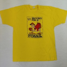 Vintage T-shirt 50 Isn't Old Fossil Funny Parody Birthday Small screen Stars art