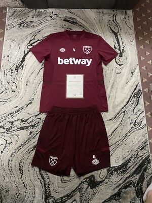 West Ham United FC Match Worn Kurt Zouma #4 Training Kit Shirt Short Set  L/XL UK