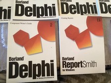 Vintage software developer Borland Delphi version 2 ,manuals etc.