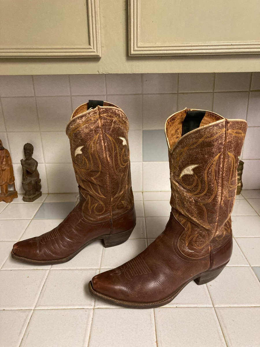 Justin Boots Vintage Mid-Century Rockabilly Cowboy Boots Brown