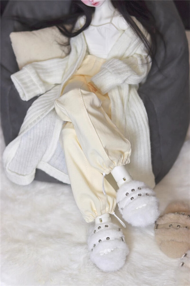 SAOLA Bambola BJD 1 4 1 3 scarpe solo pantofole pelose Fahion bianco marrone cremoso per SD MSD