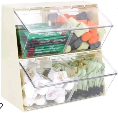 Coffee Capsules Holder Tea Bags Organizer Sugar Packets Storage Bin Cosmetic
