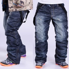 Men's Winter Ski Pants Outdoor Waterproof Denim Snowboard Windproof Snow Pants