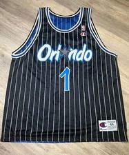 Champion Orlando Magic #1 Vintage NBA Basketball Jersey Pinstripe Blue Size 44