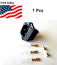 1Psc IEC320 C14 3Pin Male Panel Mounting Power Socket With Fuse HolderAC250V/10A