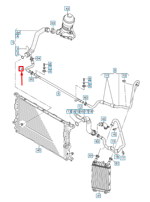 Durite de liquide de refroidissement moteur Audi Q7 4M 4M0121471Am