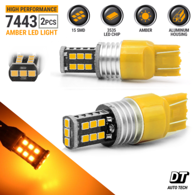 7443/7440/7444 LED Switchback Bulbs - White/Amber Turn Signal & DRL Lights, 2-Pack, 6000K/3000K