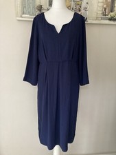 East Women’s Blue 3/4 Sleeve Midi Dress UK 12 Pleat Detail Lined  Formal Wedding