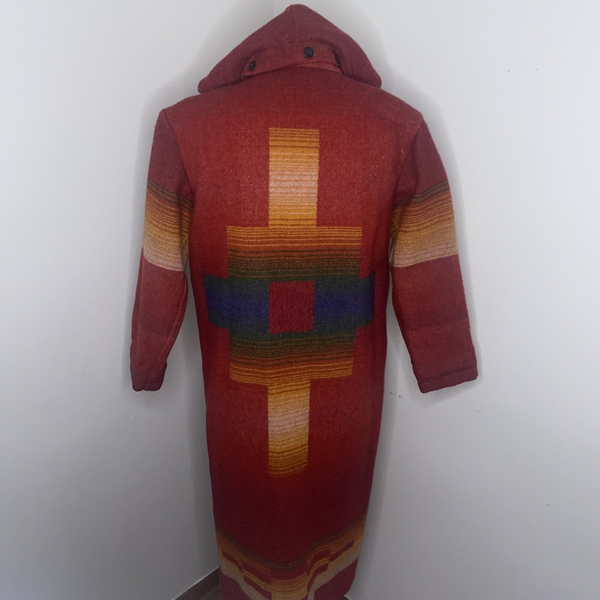 Woolrich Vintage Southwest Aztec Wool Blanket Coat Long