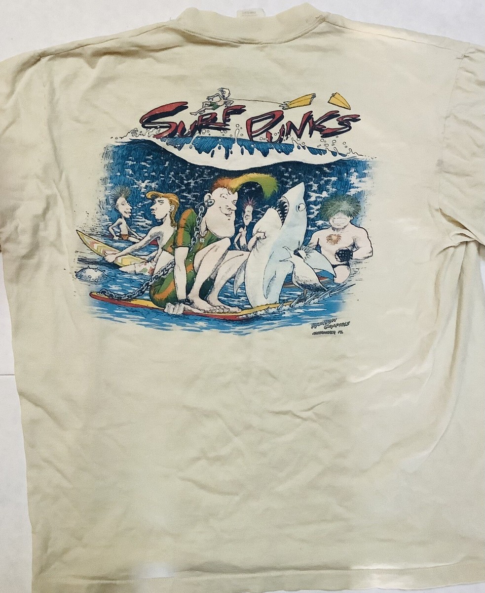 Rare Vintage 80's Surf Punks T-Shirt Sz Large North Jetty