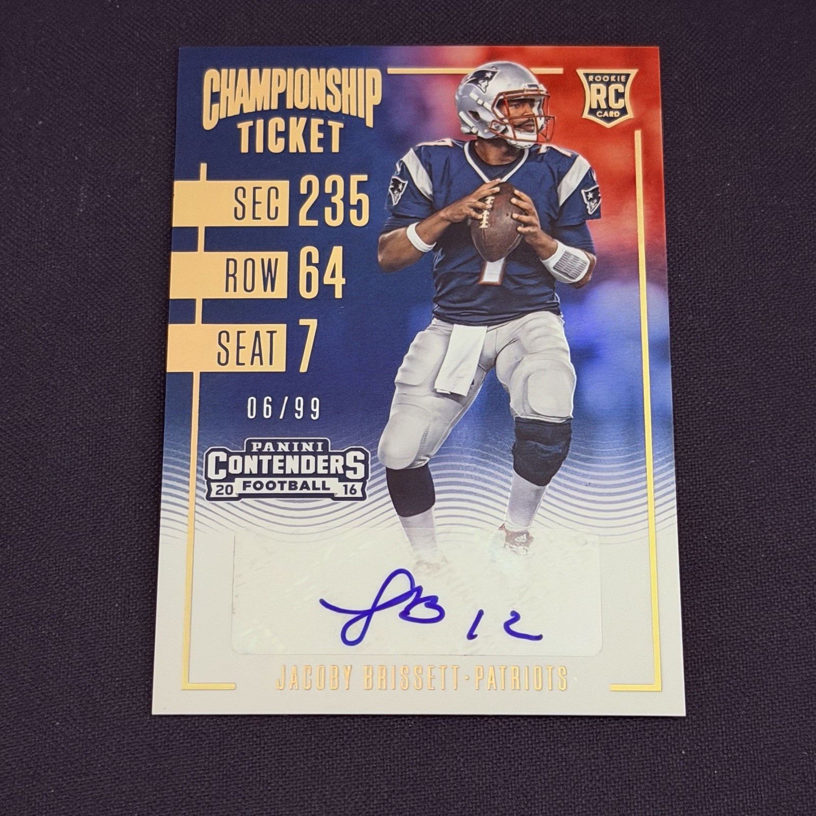 Jacoby Brissett Panini Contenders #147 Autograph-Championship Ticket