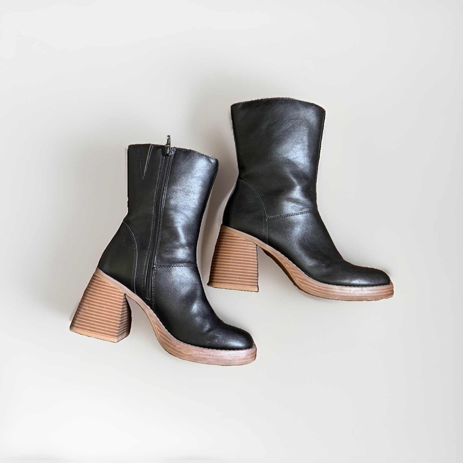 Sun + Stone Aleenn Women's Dress Bootie Black Faux Leather US Size 7.5 Medium